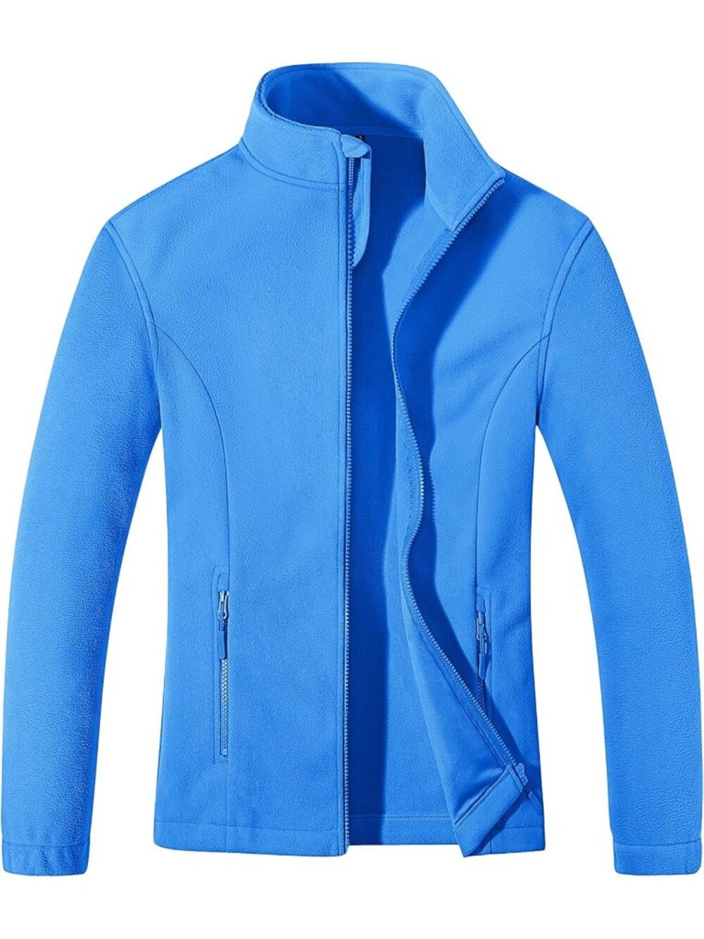 〽️Women Blue Fleece Zip Up Coat Lightweight Soft Warm Long Sleeve Winter Jacket